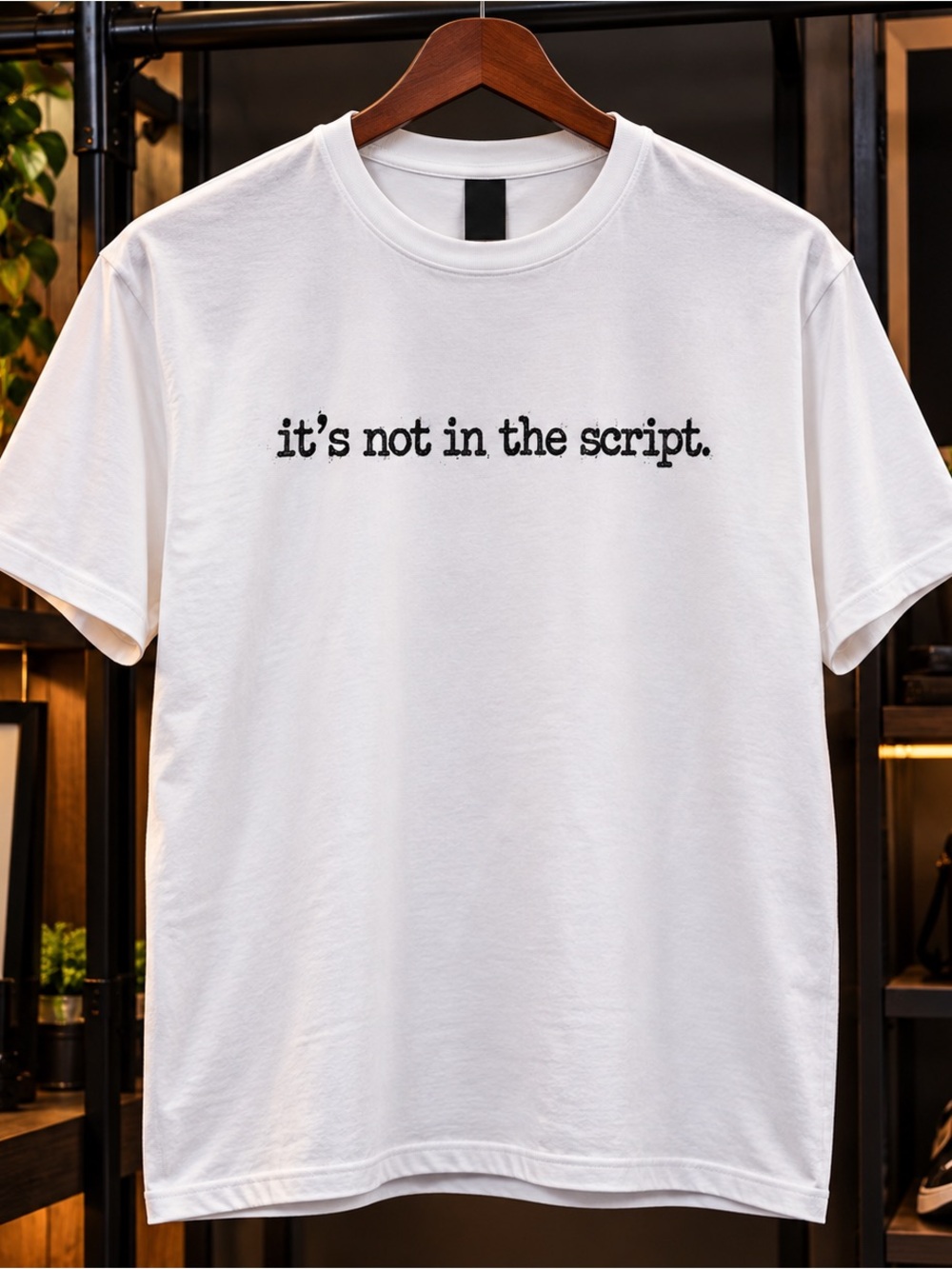 It’s not in the script. Shirt